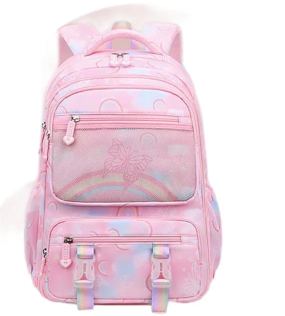 New Rainbow Girls Elementary School Students Backpack Waterproof Backbone Protection Large Capacity Backpack