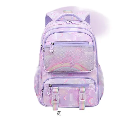 New Rainbow Girls Elementary School Students Backpack Waterproof Backbone Protection Large Capacity Backpack