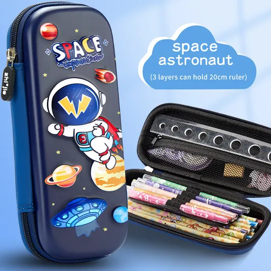 3D Pencil Case Large Capacity Stationery Box Elementary School Cartoon EVA Pencil Case Pouch