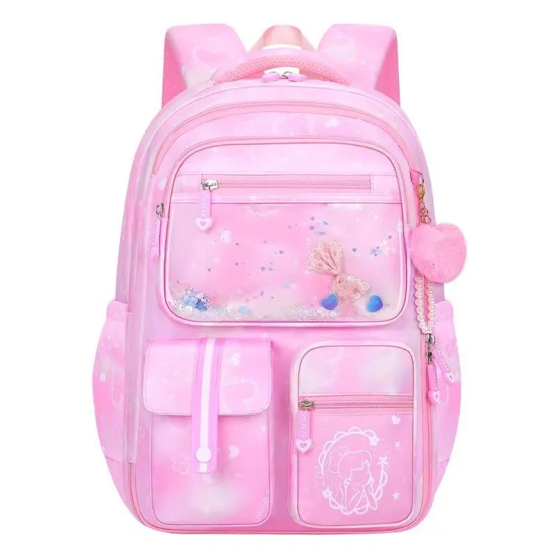 New Princess Backpack for Grades 1-6 Reducing Burden and Protecting Spine Backpack
