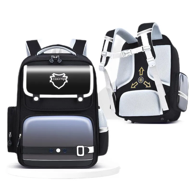 Primary School Backpack Reduces Burden PU Leather Spine Protector New Waterproof Backpack