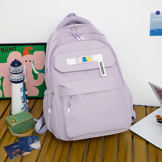 2023 New Leisure Backpack Solid Color Waterproof and Wear Resistant High School Backpack