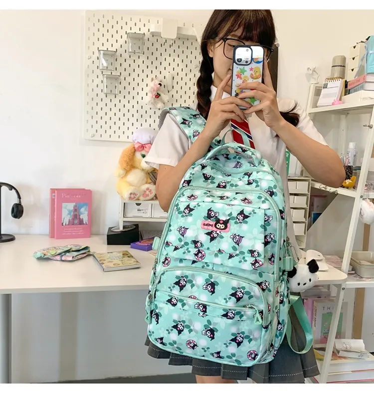 New Cartoon Backpack Nylon Cute Men&prime;s and Women&prime;s Load Reducing Large Capacity Backpack