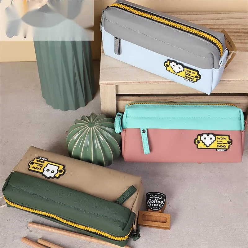 Pen Bag New Punk Stationery Bag Dirt Resistant Zipper Stationery Bag Student Pen Pencil Pouch