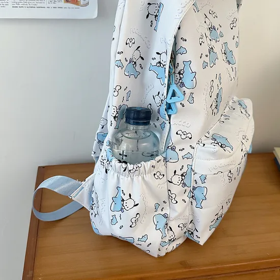 New Junior High School Nylon Backpack Cute Cartoon Hanger Print Large Capacity Boys and Girls School Backpack