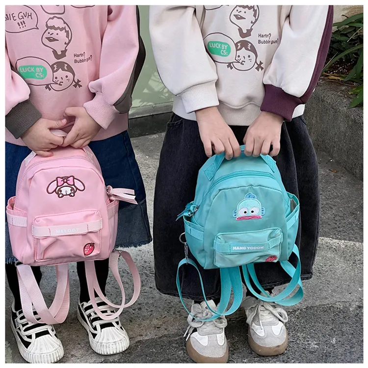 New Children&prime;s Backpack Lightweight Nylon Embroidered Bag Large Capacity Crossbody Handheld Creative Backpack