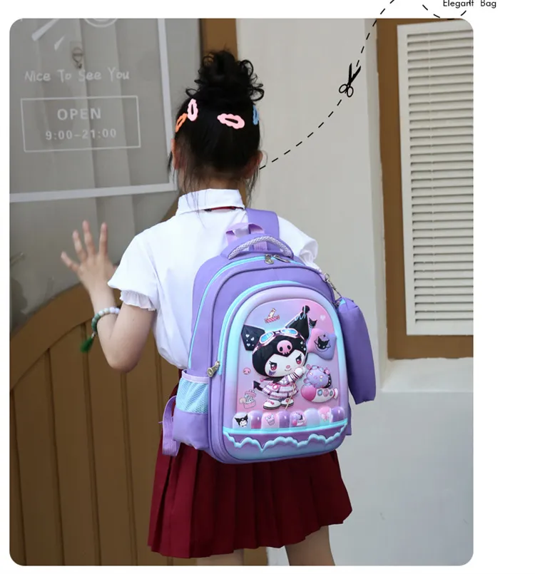 New Children&prime;s Cute Backpack Oxford Cloth Two Piece Cartoon Primary School Large Capacity Lightweight Backpack Set