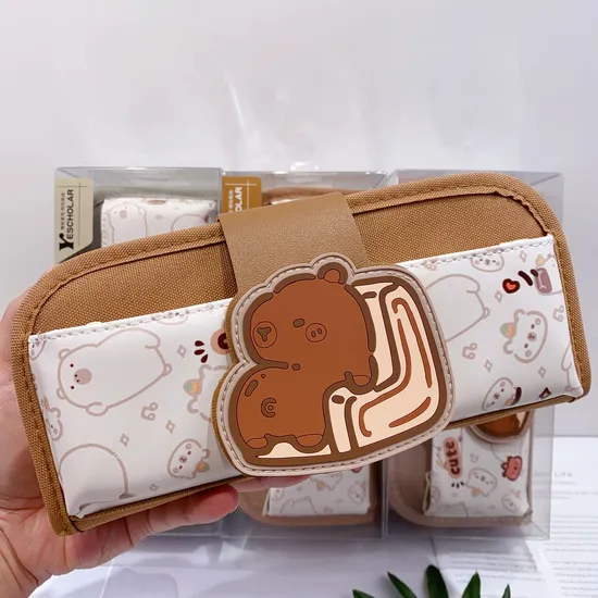 New Large Capacity Pencil Case Cute Cartoon Double-Layer Pencil Case Stationery Bag Student Storage Bag