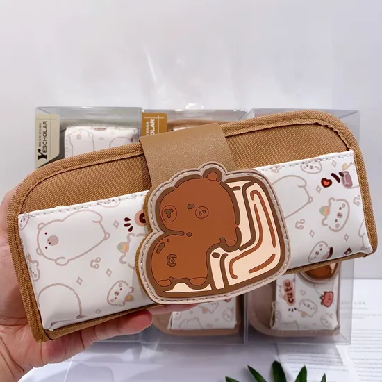 New Large Capacity Pencil Case Cute Cartoon Double-Layer Pencil Case Stationery Bag Student Storage Bag