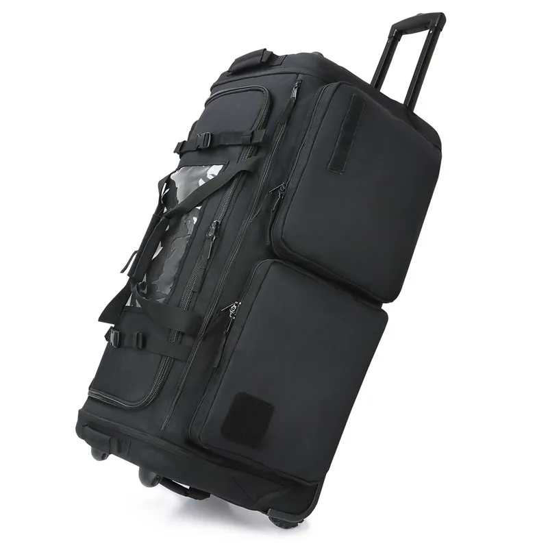 Multi-Pocket Trolley Bag Travel Bag with Wheels Trolley Wheeled Duffel Suitcase Luggage Rolling Duffle Bag