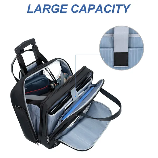 Oxford Rolling Laptop Bag Premium Wheeled Briefcase Fits up to 17.3 Inch Laptop Overnight Roller Case