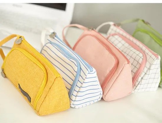 Wholesales Custom Big Capacity Large Storage Canvas Pencil Pen Case Pouch Stationery Bag for Office School Teen Girl Boy