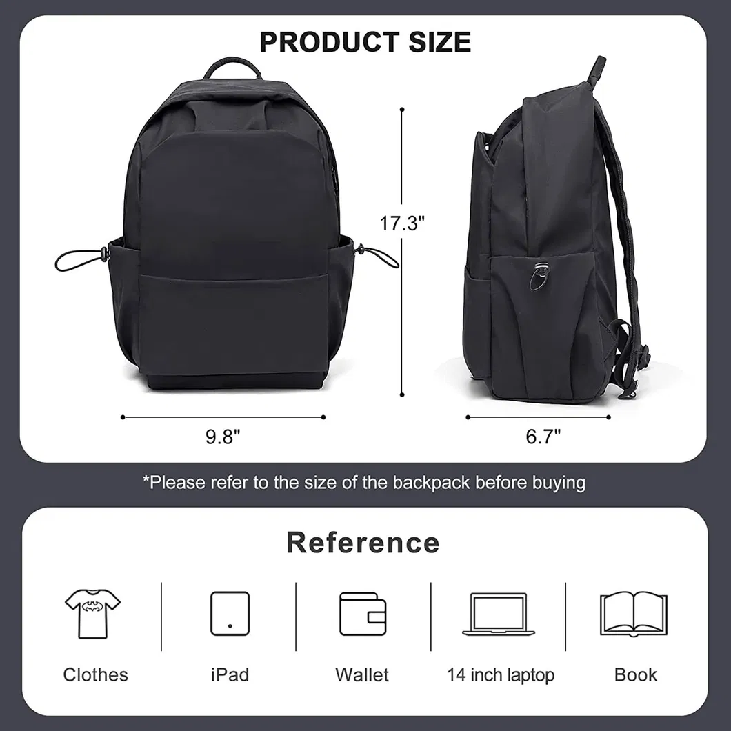 Popular High Quality Business Waterproof Large Capacity Black Simple Laptop Student Backpack