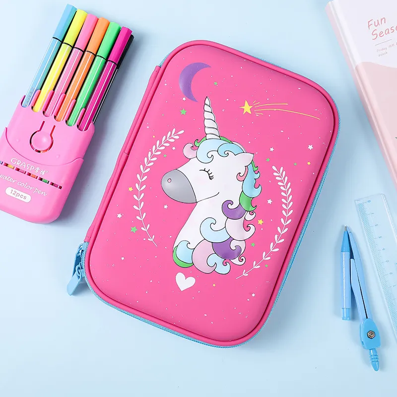 New Large Capacity Pen Bag Cute Cartoon Unicorn Pencil Case with Zipper