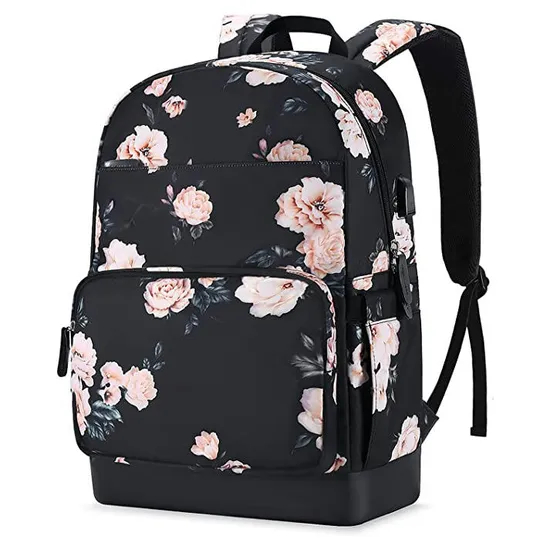 Customized Anti-Theft Stylish Casual Students Shockproof Waterproof College Laptop USB Charging Port Backpack Women Girls