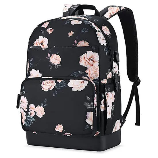 Customized Anti-Theft Stylish Casual Students Shockproof Waterproof College Laptop USB Charging Port Backpack Women Girls