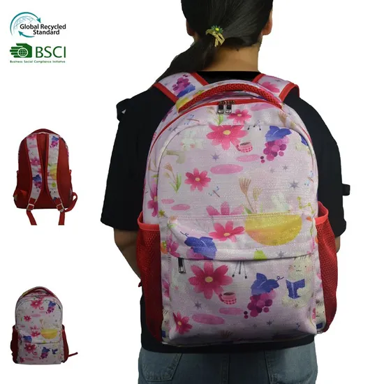 Backbag Custom Book Bag with Logo Print Flower Bookbag Fashion Student Schoolbag Polyester School Bags Back Pack for Girls