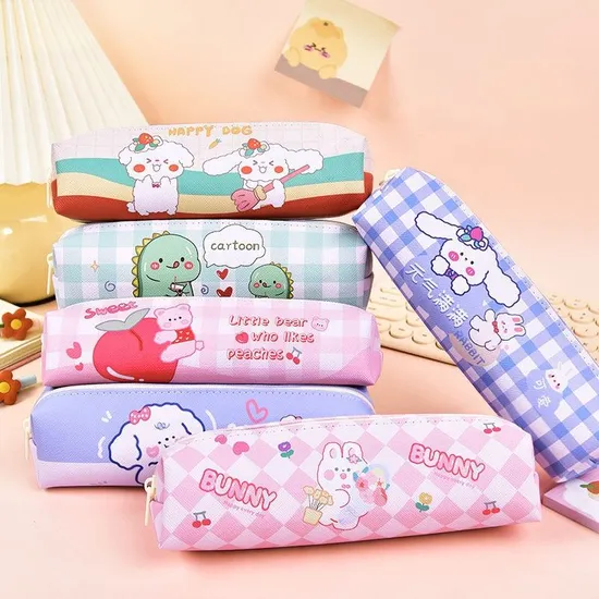 Cartoon Cute School Stationery Bag Kawaii Leather Pencil Pouch for Kids