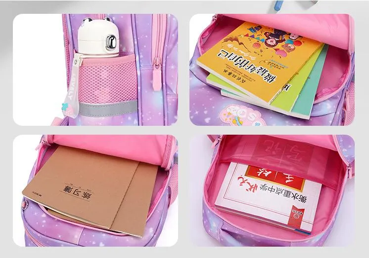 Pupils Trolley Schoolbag Girls First Grade to Sixth Grade Children&prime;s Burden-Reducing Backpack for Girls