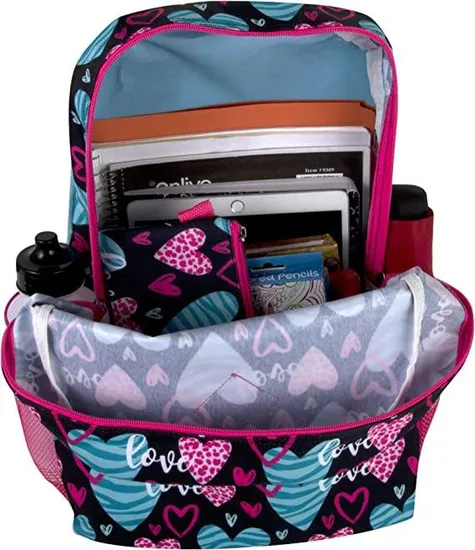 Lightweight Durable Leak-Resistant Bassic Girls′ Backpack with Lunch Bag Key Chain Pencil Case and Accessories