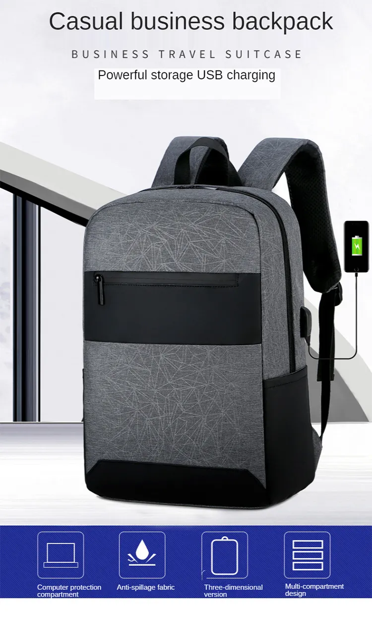 Business Man Travel Backpack USB Charger Back Pack Leisure Travel Computer Backpack