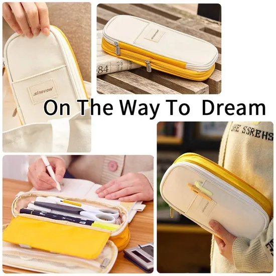 College School Pencil Storage Pen Case Canvas Pencil Pouch Bag for Students