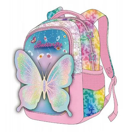 Wholesale Trending Mochila Infantil Escolar Mariposa Carro C/Rueditas Girls School Three Wheel Trolley Backpack