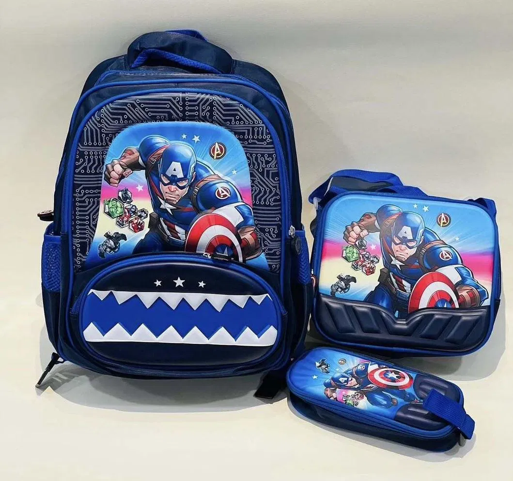 3D Cartoon Character 16 Inch 3PCS School Bag Set Kids with Pencil Case and Lunch Bag Wholesale School Bags for Primary Student
