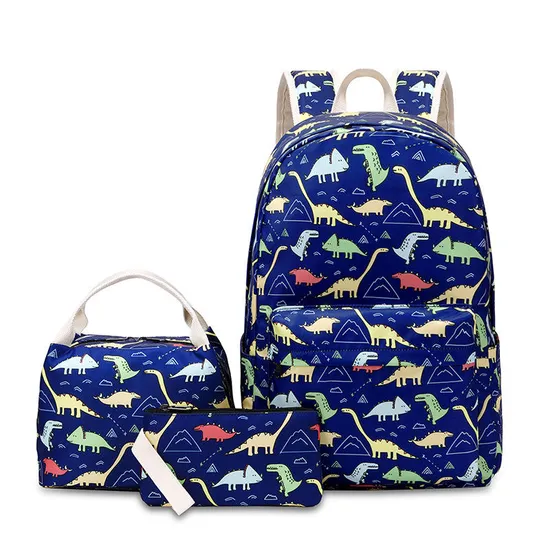 Pink Girls Dinosaur School Bag Set Blue Boy′s Children Bookbag Teens Primary High School Backpack with Lunch Bag Pencil Case