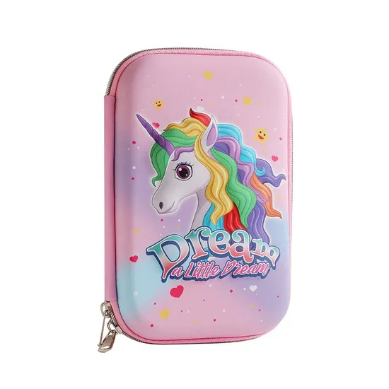 School Stationery Box Cartoon 3D EVA Unicorn Cute Pencil Case for Kids