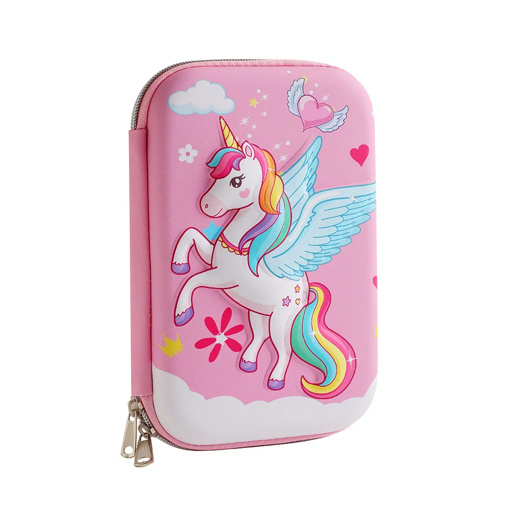 School Stationery Box Cartoon 3D EVA Unicorn Cute Pencil Case for Kids