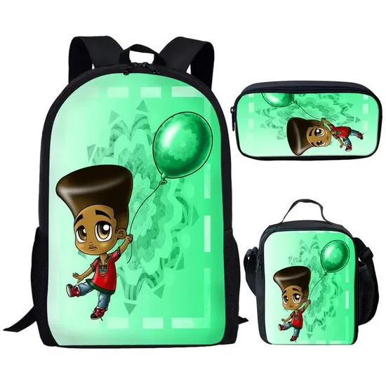 Black African Boy Designs 3PCS Backpag American Art Children Mochilas Schoolbag and Lunch Bag Set for Kids Backpack School Bags
