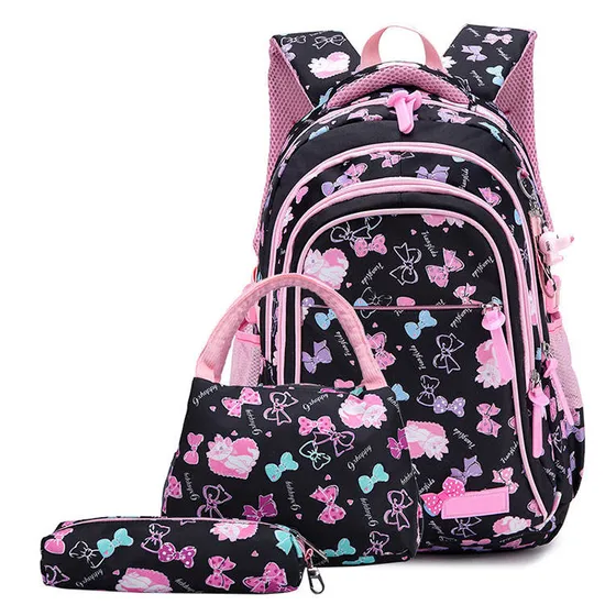3PCS Nylon School Bags Backpack Waterproof Girls School Bag
