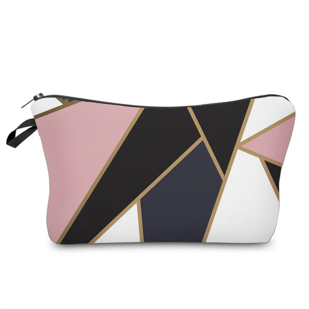 Fashion Custom Marble Zipper Cosmetic Pouch Large Capacity Leather Pencil Bag
