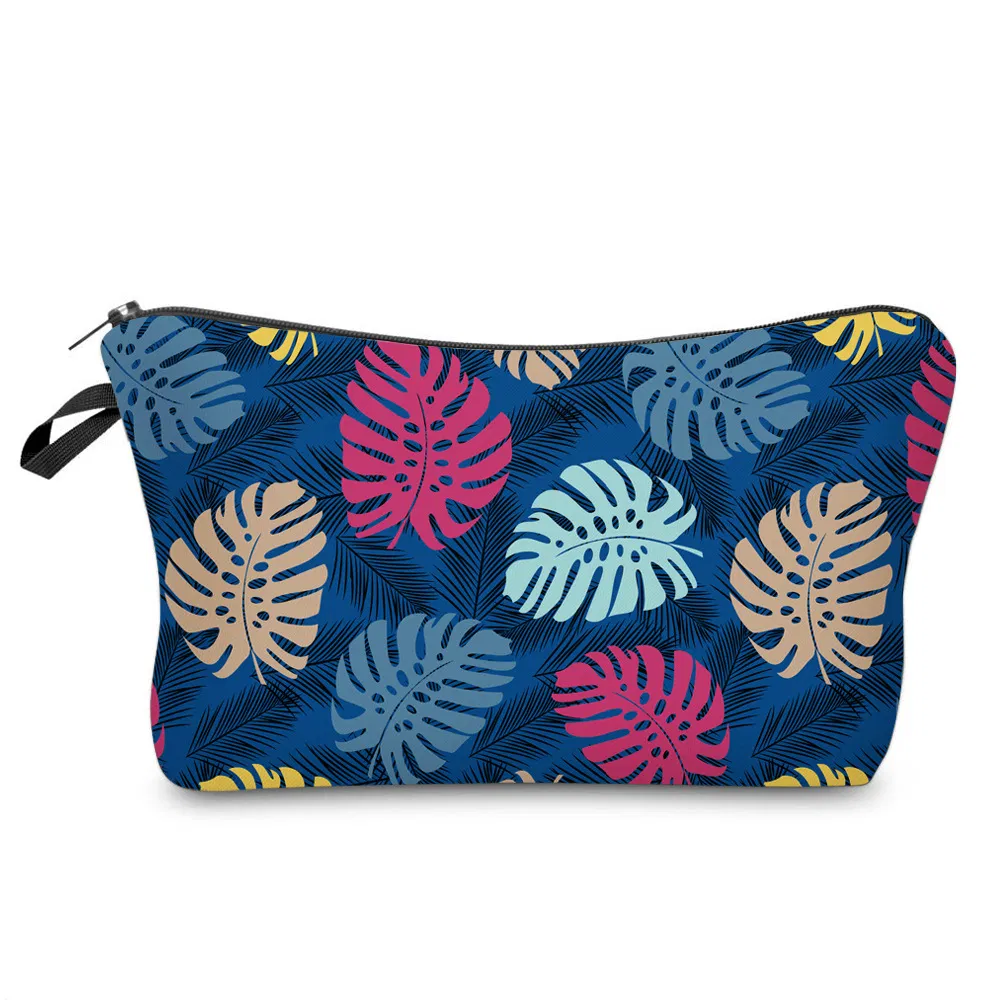 Fashion Retro Leaf Design Girls Pencil Pouch Travel Cosmetic Makeup Bag Custom