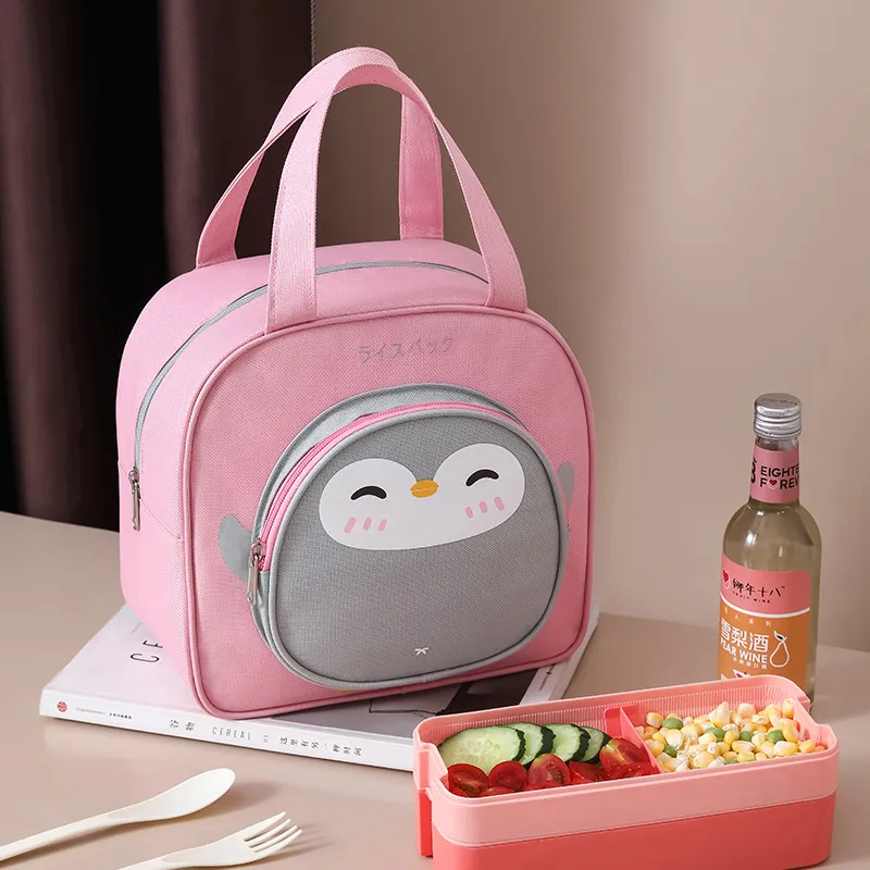 Oxford Cloth Cartoon Animal Lunch Cooler Bag Customizable Waterproof Insulation Lovely Little Penguin Bento Bag