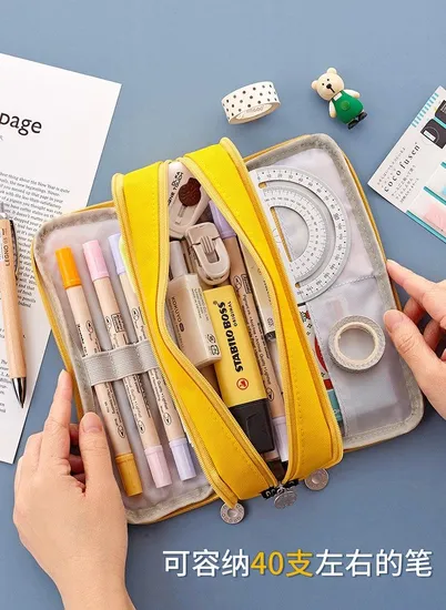 Large Capacity Pencil Pen Case Big Capacity Storage Bag Pouch Box Stationery Organizer with Zippers for Office and School