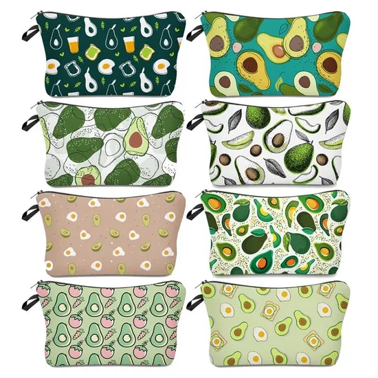 Large Capacity Cartoon Cute Avocado Pencil Pouch Make up Cosmetic Bag for Girls