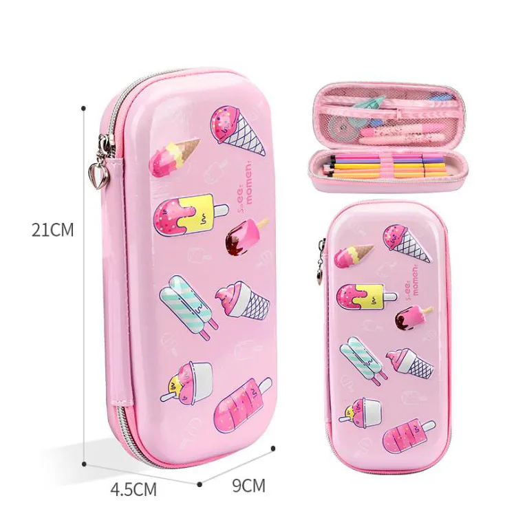 Large Capacity Hardtop 3D Ice Cream Pencil Box Pencil Bag