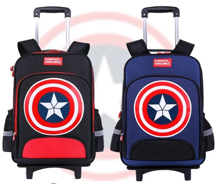 Captain America Detachable Carry-on Luggage Kids School Trolley Bags