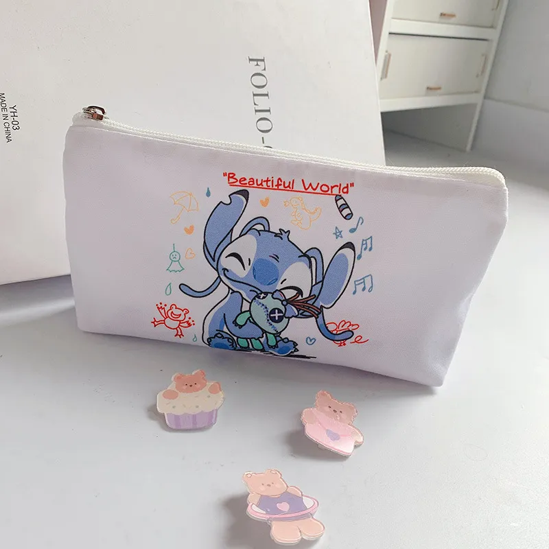 School Kids Stationery Storage Zipper Pouch Kawaii Anime Canvas Pencil Bag