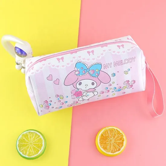 School Cartoon Cute Kawaii Large Capacity PU Leather Pencil Bag for Girls