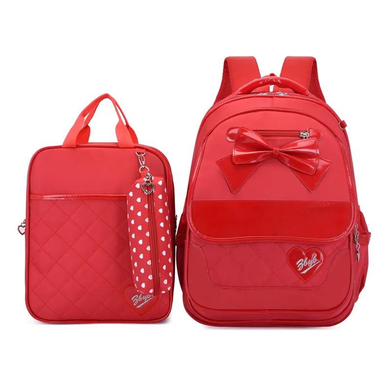 Fashion 3PCS Cute Pink Printing Polyester Backpack School Child Bag Set for Girl