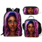 Girls Backpack for School Black Art African Girls Design Bagpack Children 3PCS/Set Schoolbag Bookbag