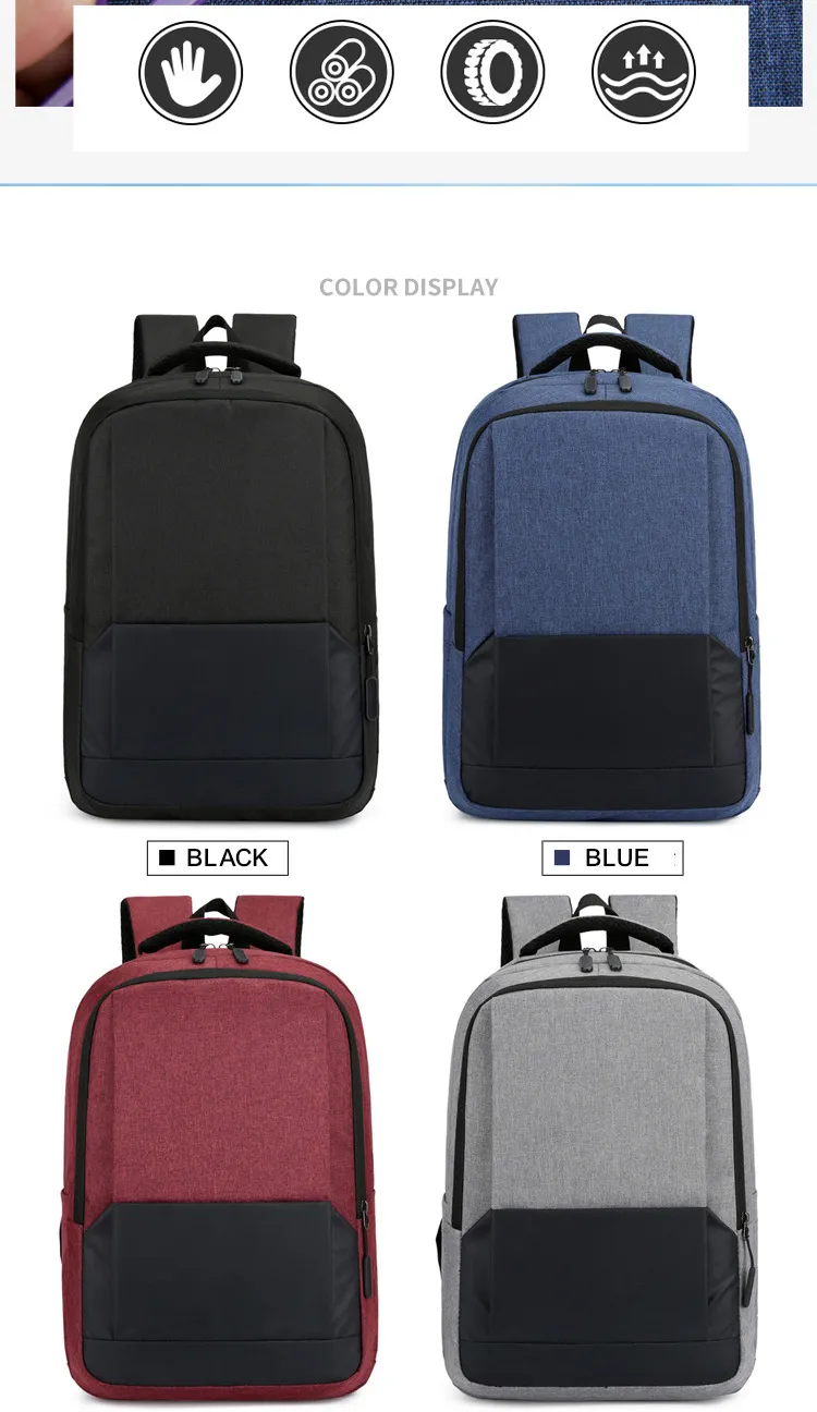 Men Woman Travelling USB Recharging 15.6 Inches Backbag Business Waterproof Laptop Backpack with USB