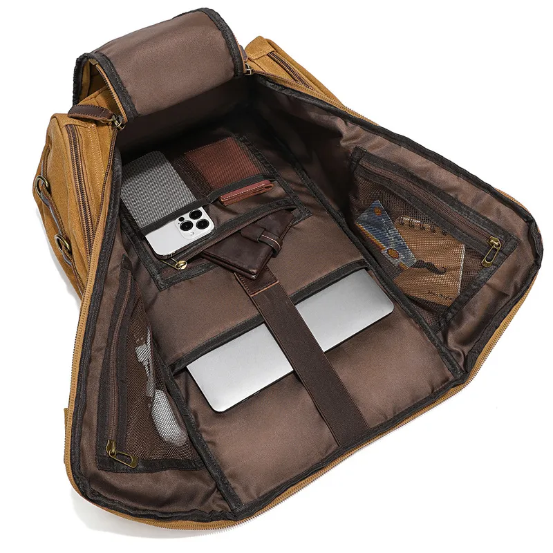 Canvas Retro Mens Outdoor Leisure Backpack Waterproof Large Capacity Travel Bag Computer Backpack
