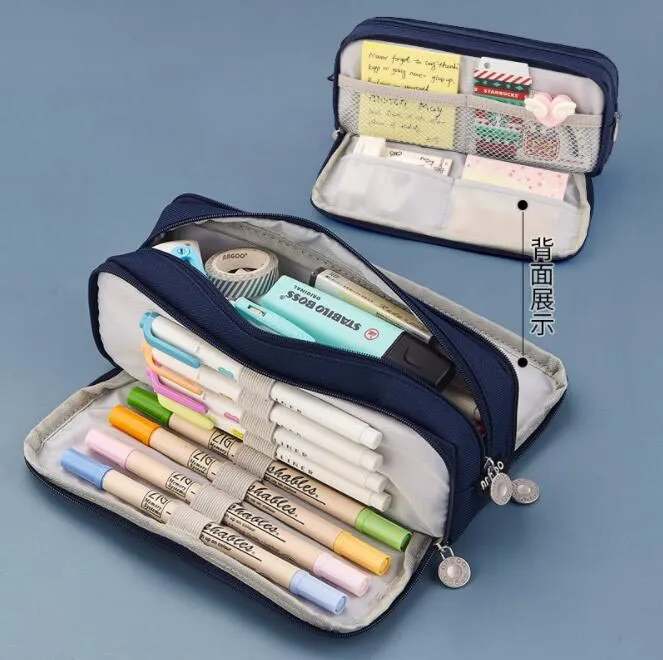 Large Capacity Pencil Pen Case Big Capacity Storage Bag Pouch Box Stationery Organizer with Zippers for Office and School
