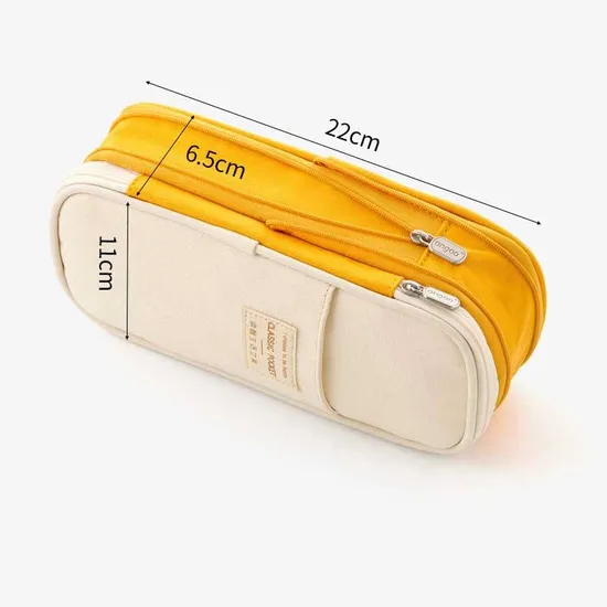 New Arrival Foldable Big Capacity Canvas Zipper Pencil Pouch Case Bag Stationery Organizers Compartments Cosmetic Makeup Bags