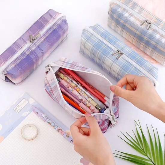 Multifunction Fashion School Stationery Pen Bag Student Canvas Zipper Pencil Case