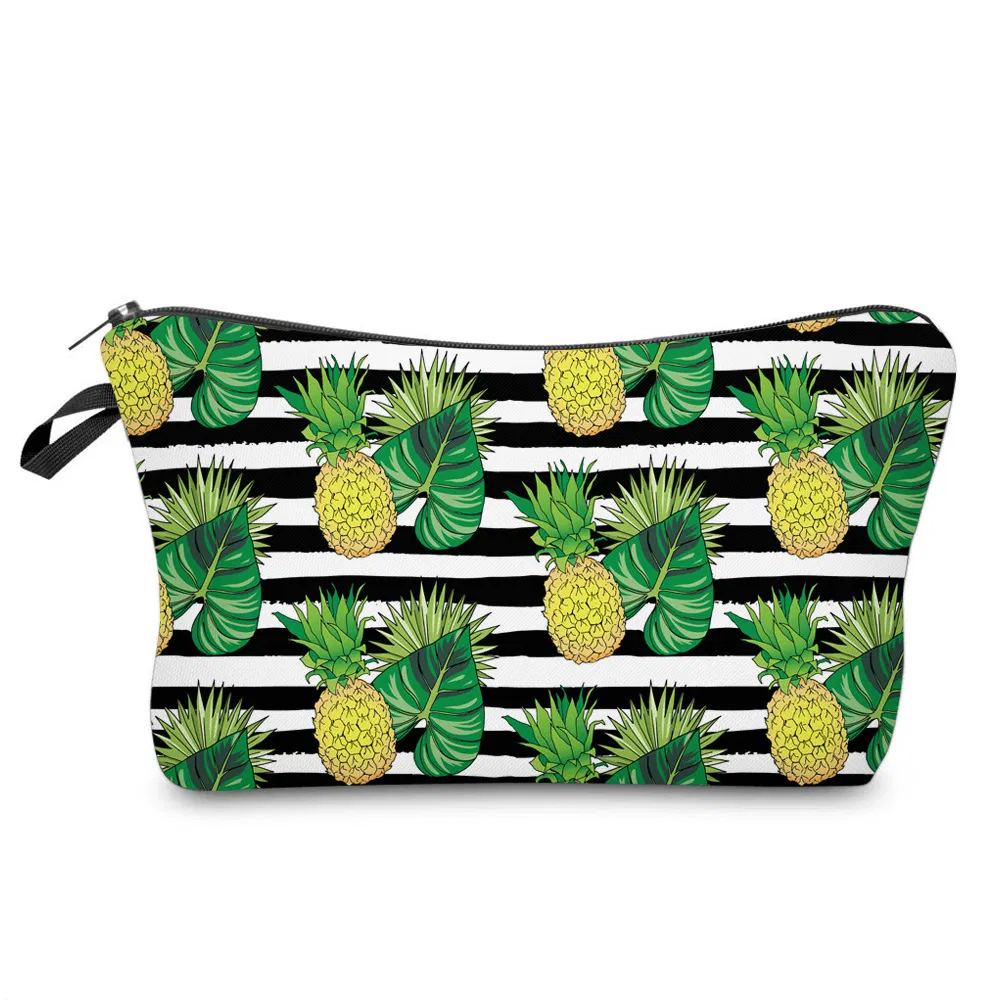 Wholesale Custom Pineapple Print Pencil Pouch Lady Cosmetic Bag with Logo